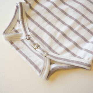 Bubba Hemp Onesie White and Grey Stripe