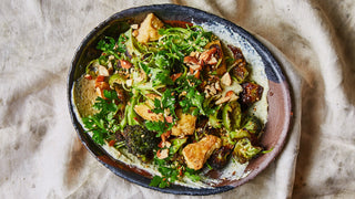 Roasted Broccoli & Tofu with creamy Miso Hemp Dressing