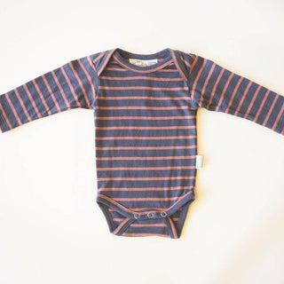 Bubba Hemp Onesie Navy & Berry Stripe