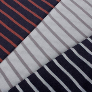 Breton Hemp Weave - Navy / Berry Stripe Fabric